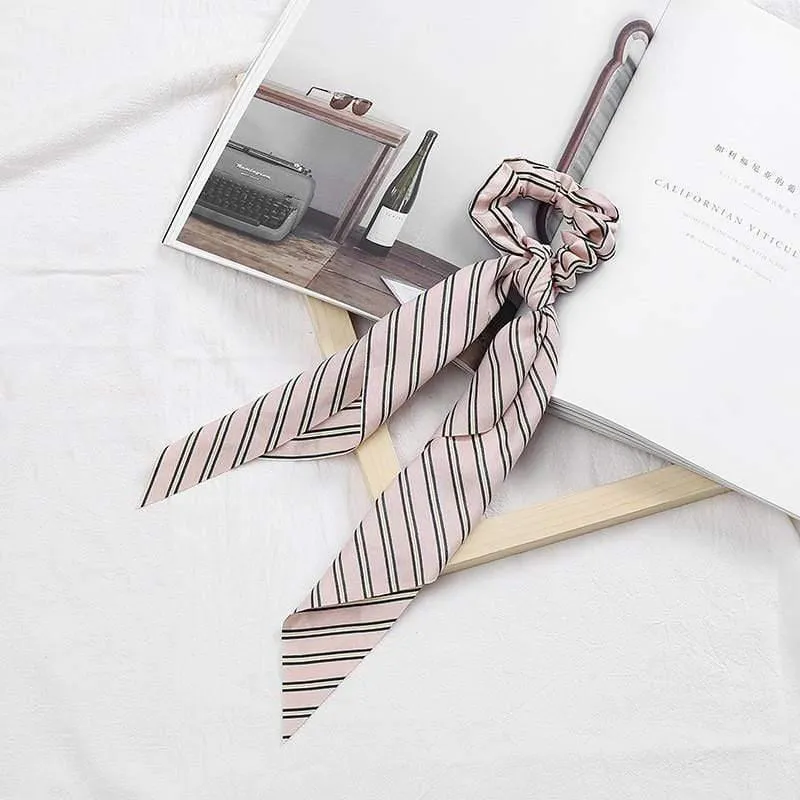 Frauen Streamer Scrunchies Polka Dot Floral Print Elastische Bogen Haar Seil Mädchen Haar Krawatten Koreanische Süße Haar Zubehör Kopfbedeckungen