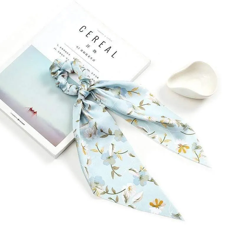 Frauen Streamer Scrunchies Polka Dot Floral Print Elastische Bogen Haar Seil Mädchen Haar Krawatten Koreanische Süße Haar Zubehör Kopfbedeckungen