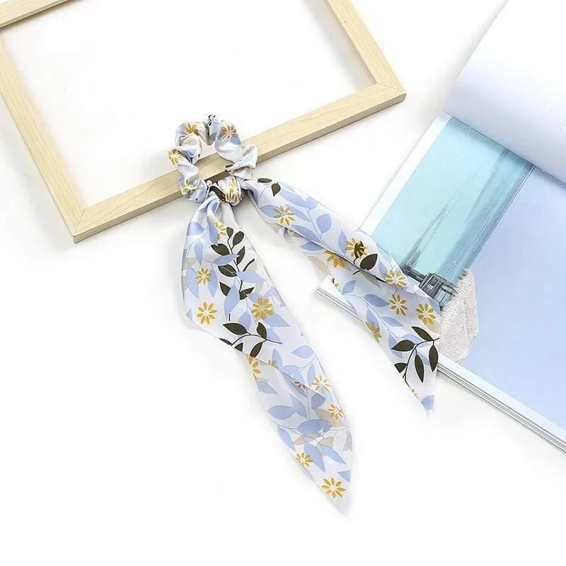 Frauen Streamer Scrunchies Polka Dot Floral Print Elastische Bogen Haar Seil Mädchen Haar Krawatten Koreanische Süße Haar Zubehör Kopfbedeckungen