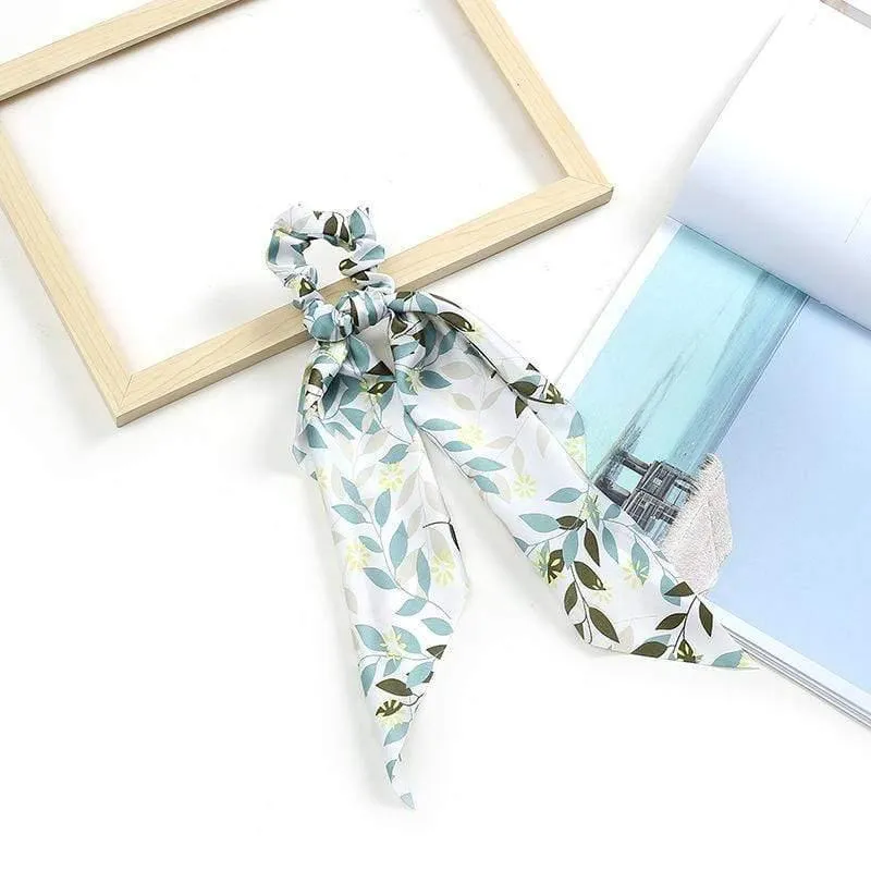 Frauen Streamer Scrunchies Polka Dot Floral Print Elastische Bogen Haar Seil Mädchen Haar Krawatten Koreanische Süße Haar Zubehör Kopfbedeckungen