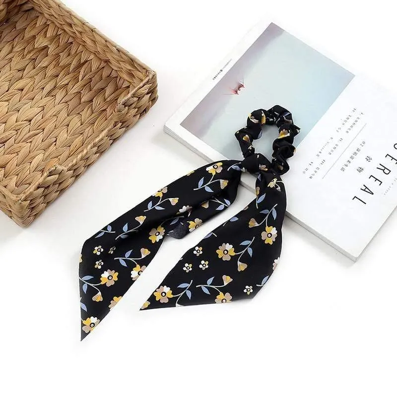 Frauen Streamer Scrunchies Polka Dot Floral Print Elastische Bogen Haar Seil Mädchen Haar Krawatten Koreanische Süße Haar Zubehör Kopfbedeckungen