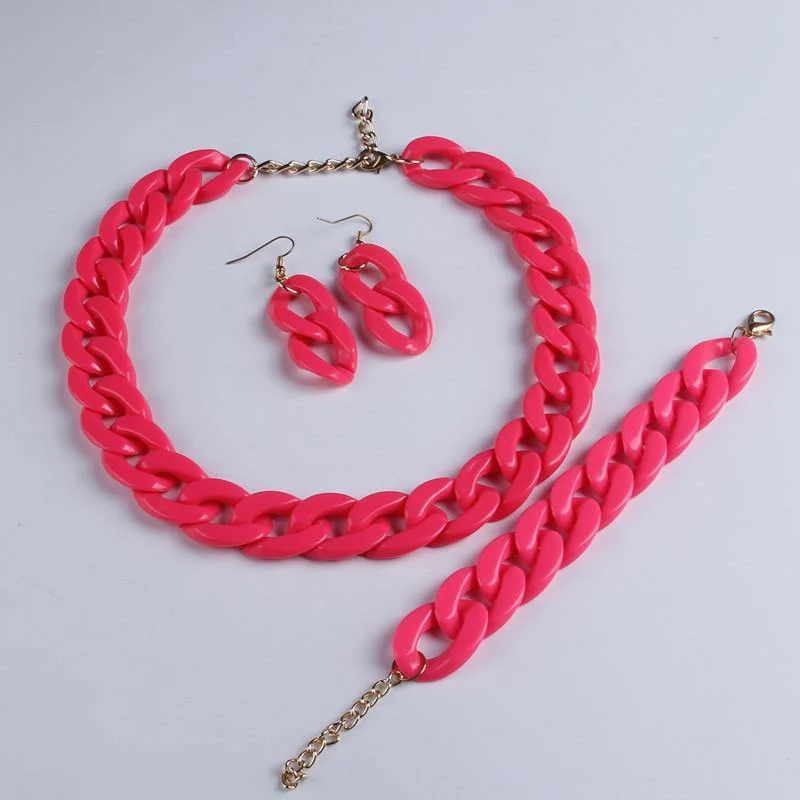 Mode Acryl lange Kette Halskette Bohemian Chunky Kunststoff Choker Kragen Halskette Anhänger für Frauen Bijoux Mode Accessoires