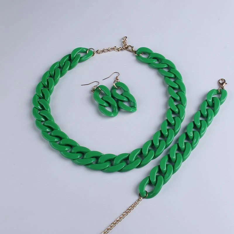 Mode Acryl lange Kette Halskette Bohemian Chunky Kunststoff Choker Kragen Halskette Anhänger für Frauen Bijoux Mode Accessoires