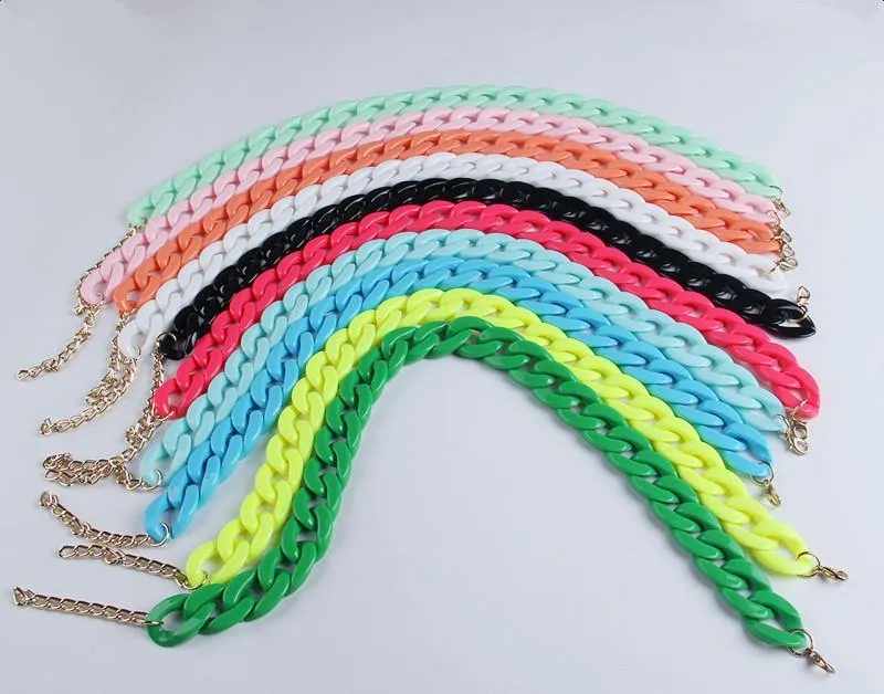 Mode Acryl lange Kette Halskette Bohemian Chunky Kunststoff Choker Kragen Halskette Anhänger für Frauen Bijoux Mode Accessoires
