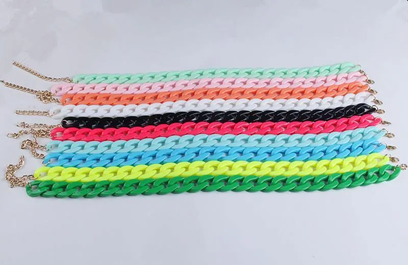 Mode Acryl lange Kette Halskette Bohemian Chunky Kunststoff Choker Kragen Halskette Anhänger für Frauen Bijoux Mode Accessoires