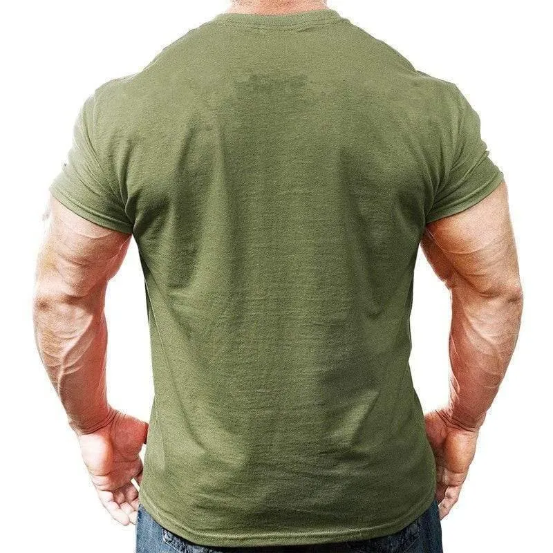 Herren Kurzarm T-Shirt aus massiver Baumwolle Turnhallen Fitness Bodybuilding Workout T-Shirts Sommer lässig schlanke T-Shirts Crossfit Bekleidung