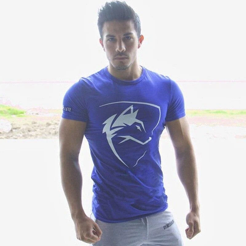 Herren Baumwolle Kurzes T-Shirt Neues Casual Print Slim Fit T-Shirt Männliche Jogger Turnhallen Fitness Crossfit T-Shirts Markenkleidung