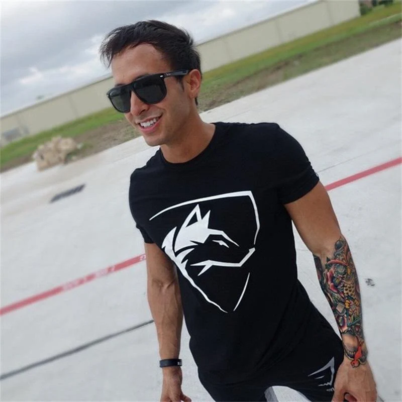 Herren Baumwolle Kurzes T-Shirt Neues Casual Print Slim Fit T-Shirt Männliche Jogger Turnhallen Fitness Crossfit T-Shirts Markenkleidung