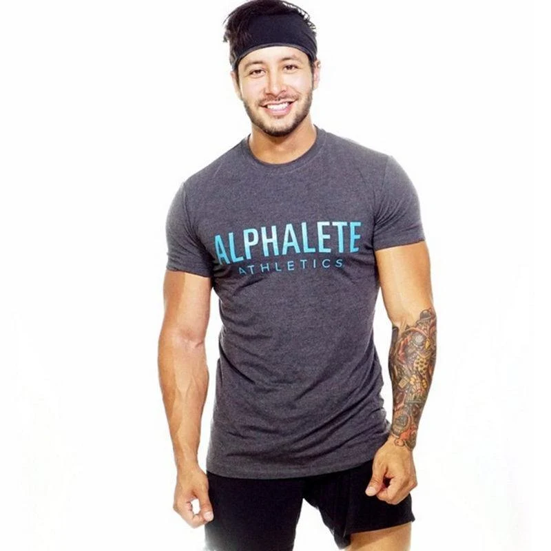Herren Baumwolle Kurzes T-Shirt Neues Casual Print Slim Fit T-Shirt Männliche Jogger Turnhallen Fitness Crossfit T-Shirts Markenkleidung