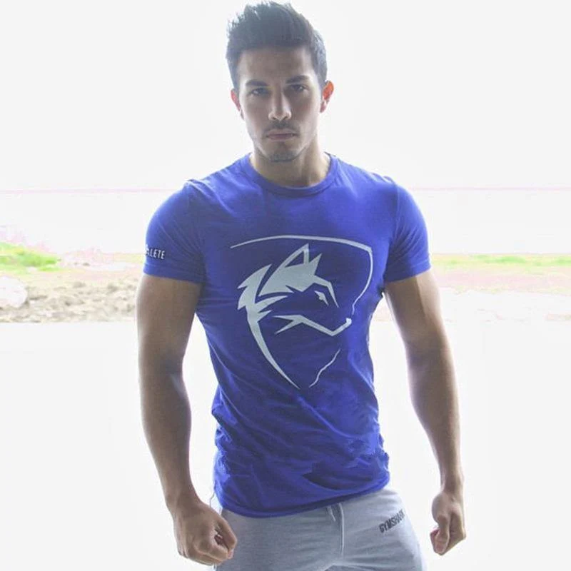 Herren Baumwolle Kurzes T-Shirt Neues Casual Print Slim Fit T-Shirt Männliche Jogger Turnhallen Fitness Crossfit T-Shirts Markenkleidung