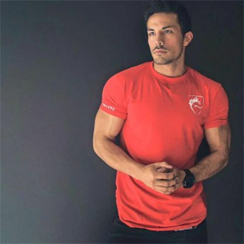 Herren Baumwolle Kurzarm T-Shirt New Casual Print Slim Fit Shirt Männlich Jogger Gyms Fitness Crossfit T-Shirts Tops Kleidung