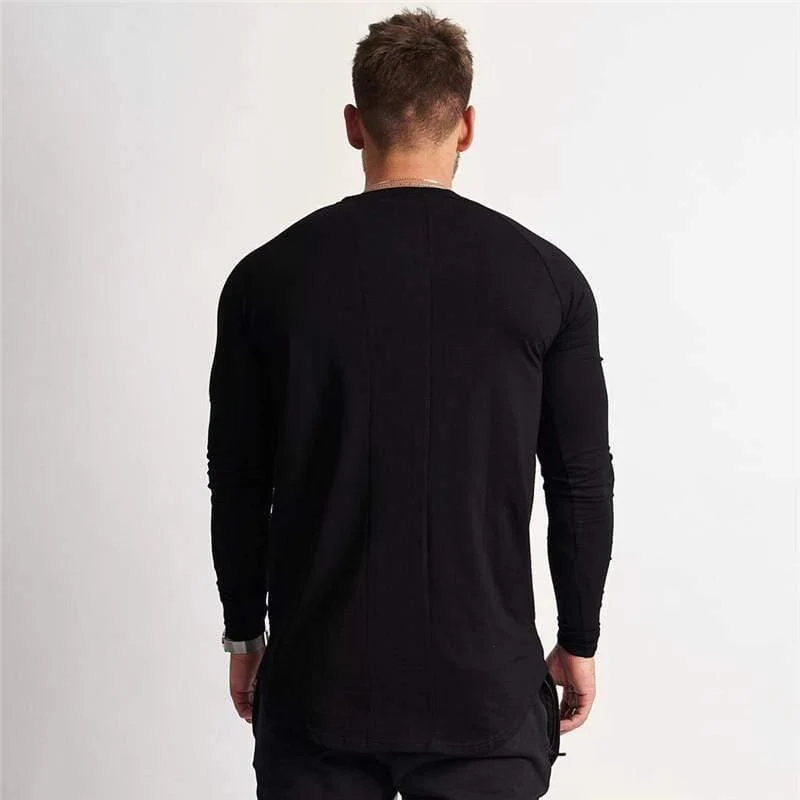 Gym Langarm T-Shirt Herren Fitness Baumwolle T-Shirt einfarbige dünne T-Shirts Jogger Workout Crossfit Kleidung
