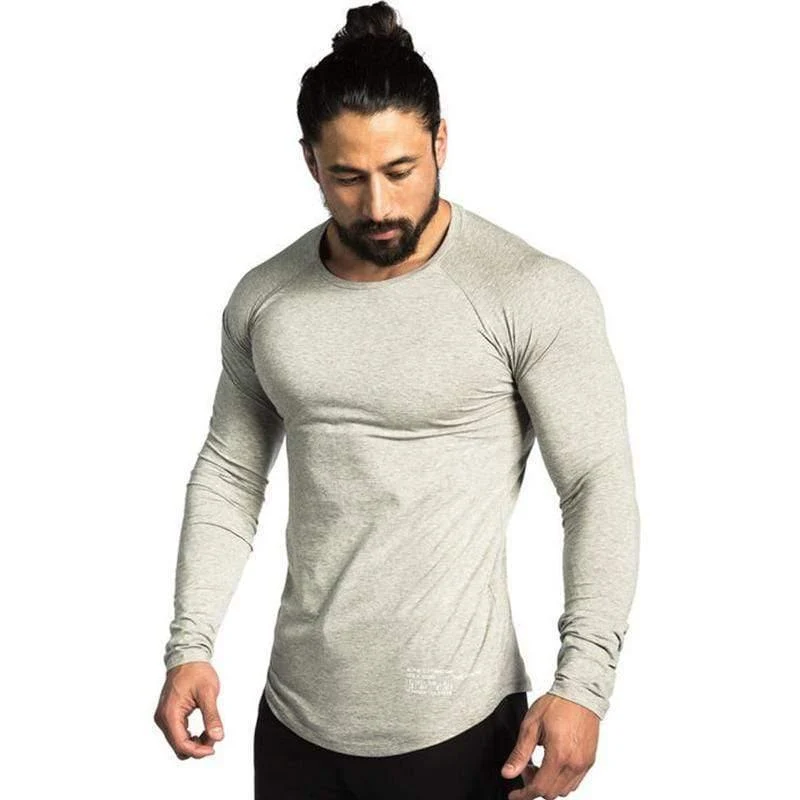 Herren Casual Fashion Langarm Baumwolle T-shirt Turnhallen Fitness Bodybuilding Dünne Elastizität T Shirt Mann T Tops Marke Kleidung