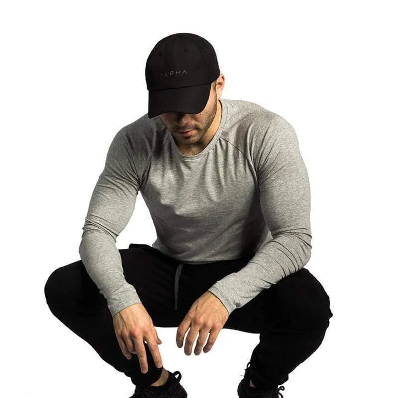 Herren Casual Fashion Langarm Baumwolle T-shirt Turnhallen Fitness Bodybuilding Dünne Elastizität T Shirt Mann T Tops Marke Kleidung