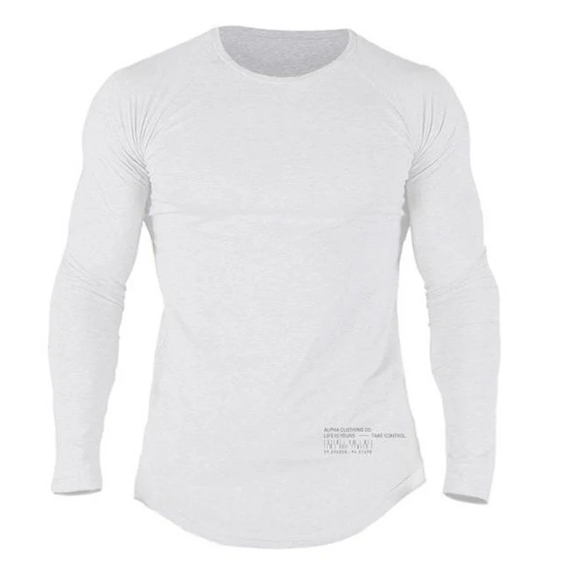 Herren Casual Fashion Langarm Baumwolle T-shirt Turnhallen Fitness Bodybuilding Dünne Elastizität T Shirt Mann T Tops Marke Kleidung