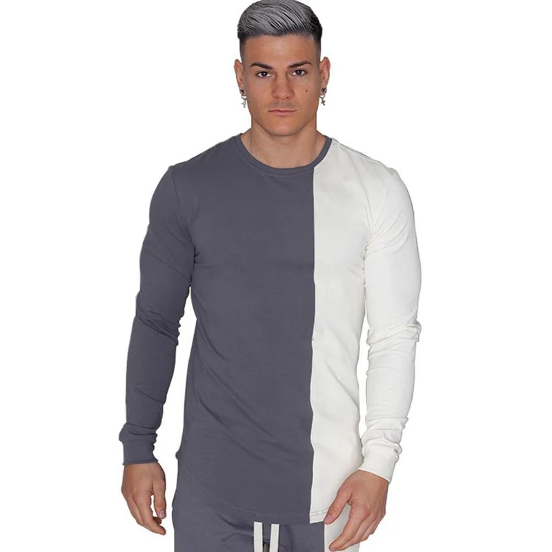 T-Shirt Herren Casual Slim Langarm T-Shirt Fitnessstudios Fitness Workout T-Shirt Tops Männlich Herbst Neue Markenkleidung