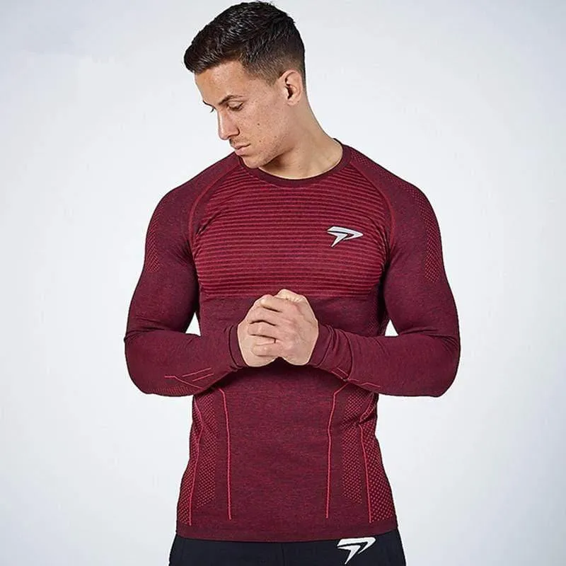 Männer Enges Langarm-T-Shirt Mann Fitnessstudios Fitness Jogger Workout Quick Dry T-Shirt Männliche T-Shirts Tops Markenkleidung