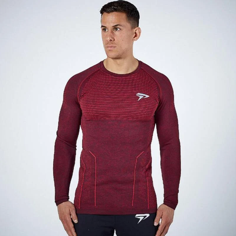 Männer Enges Langarm-T-Shirt Mann Fitnessstudios Fitness Jogger Workout Quick Dry T-Shirt Männliche T-Shirts Tops Markenkleidung