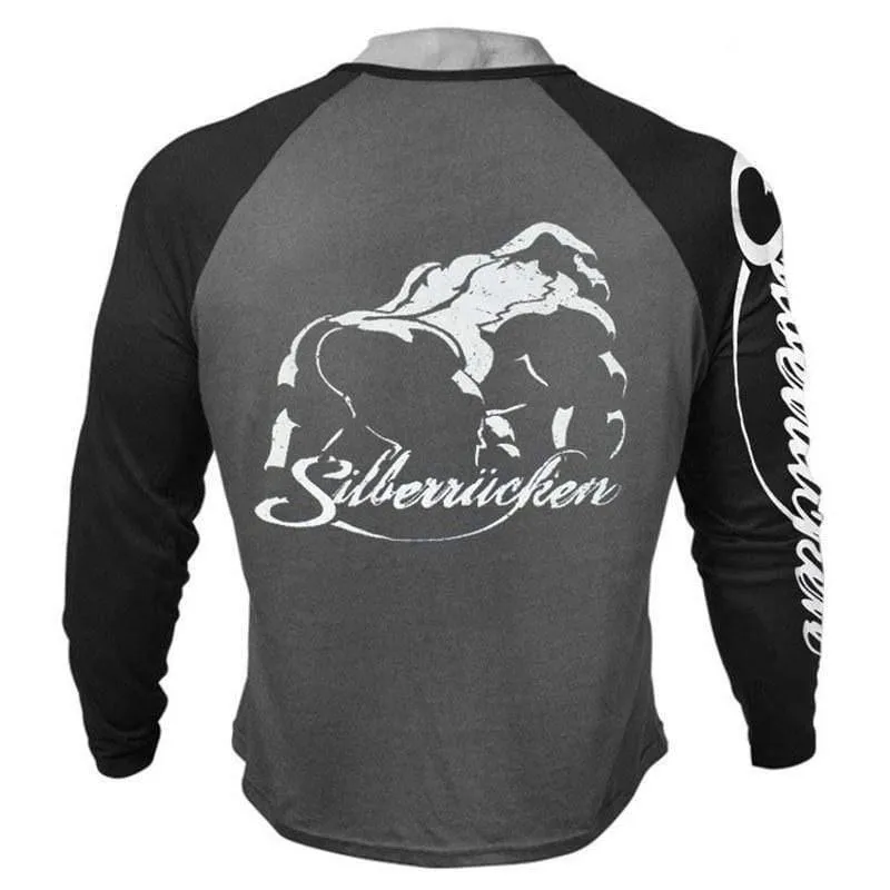 Herren Casual Fashion Baumwolle T-Shirt Mann Fitnessstudios Fitness Jogger Workout Lose Langarm T-Shirt Männlich Patchwork Tees Tops Bekleidung