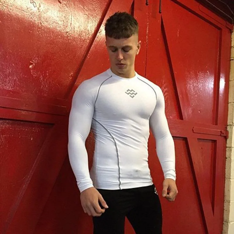 Männer Langarm Kompression T-Shirt Turnhallen Fitness Bodybuilding Skinny T-Shirt Männlich Jogger Workout Tee Tops Mann Crossfit Kleidung