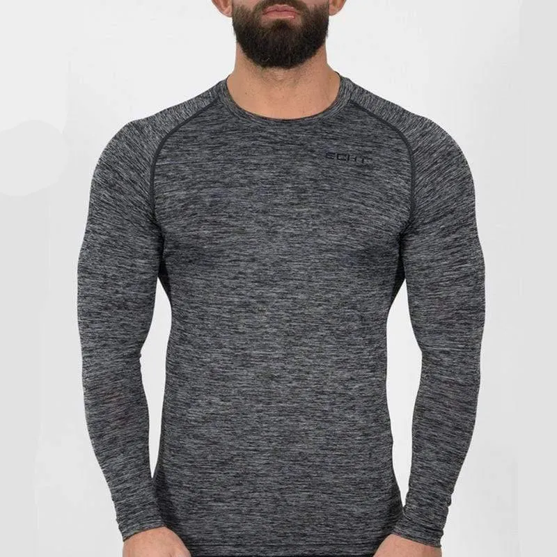 Herren Langarm Quick Dry T-Shirt Fitnessstudios Fitness Bodybuilding Skinny Elastizität T-Shirt Männlich Jogger Tees Tops Crossfit Kleidung