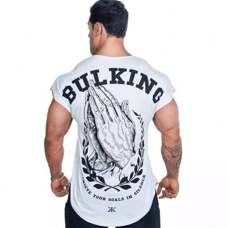Männer Casual Mode Kreative Gedruckt T-shirt Turnhallen Fitness Bodybuilding Kurzarm Baumwolle T Shirt T Tops Männlich Workout Kleidung