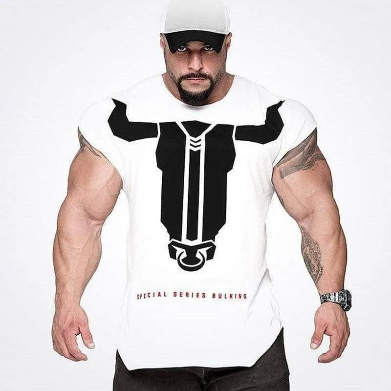 Männer Casual Mode Kreative Gedruckt T-shirt Turnhallen Fitness Bodybuilding Kurzarm Baumwolle T Shirt T Tops Männlich Workout Kleidung