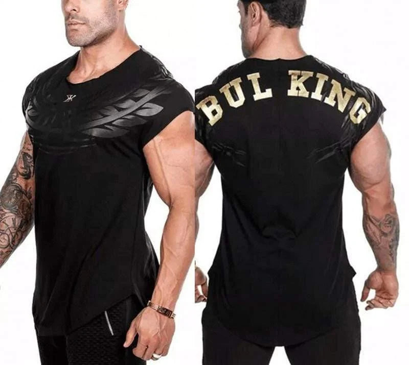 Männer Casual Mode Kreative Gedruckt T-shirt Turnhallen Fitness Bodybuilding Kurzarm Baumwolle T Shirt T Tops Männlich Workout Kleidung