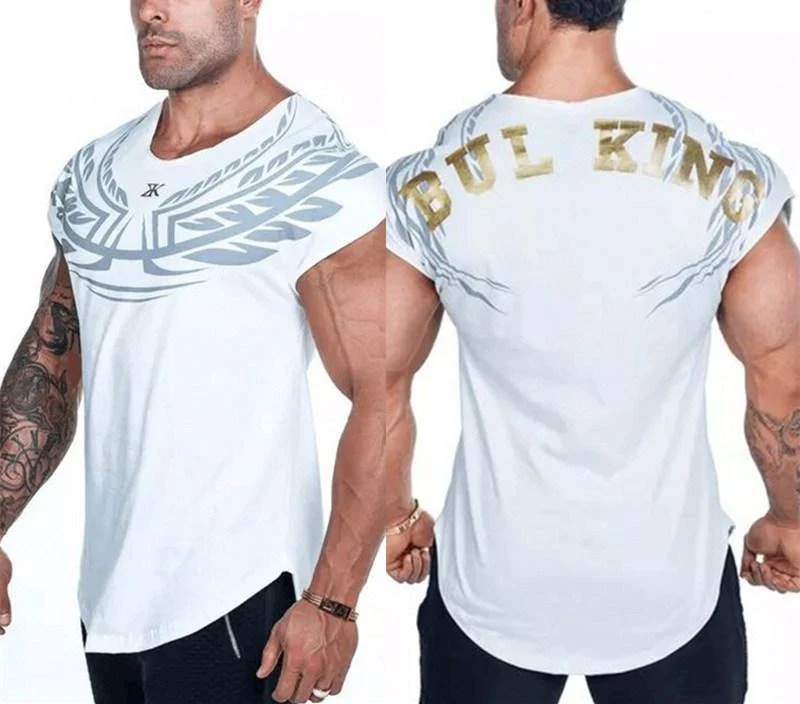 Männer Casual Mode Kreative Gedruckt T-shirt Turnhallen Fitness Bodybuilding Kurzarm Baumwolle T Shirt T Tops Männlich Workout Kleidung