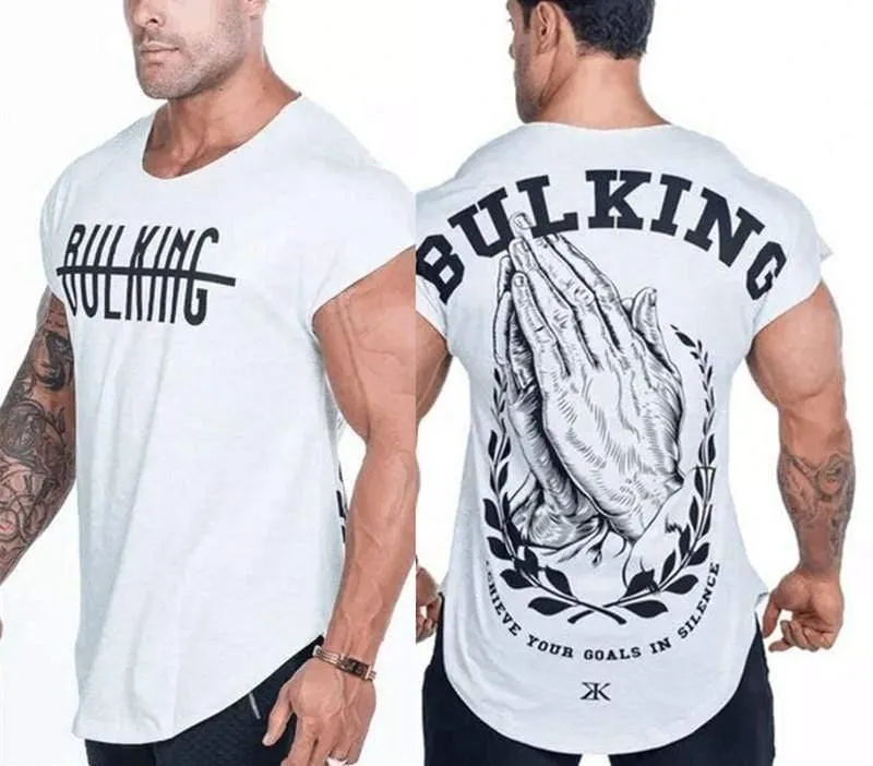 Männer Casual Mode Kreative Gedruckt T-shirt Turnhallen Fitness Bodybuilding Kurzarm Baumwolle T Shirt T Tops Männlich Workout Kleidung