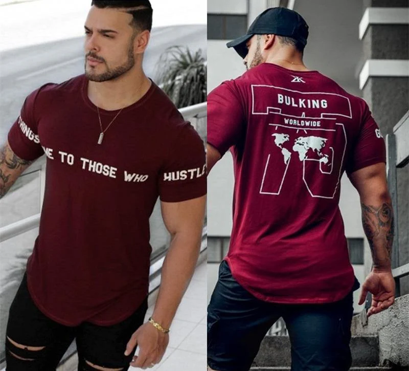 Männer Casual Mode Kreative Gedruckt T-shirt Turnhallen Fitness Bodybuilding Kurzarm Baumwolle T Shirt T Tops Männlich Workout Kleidung