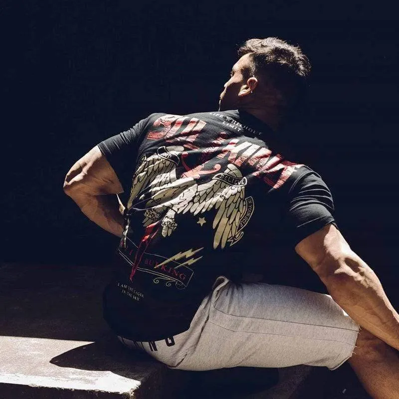 Männer Casual Fashion Printed T-Shirt Turnhallen Fitness Kurzarm Baumwolle T-Shirt Neueste Mann T-Shirts Männer Workout Brand Kleidung