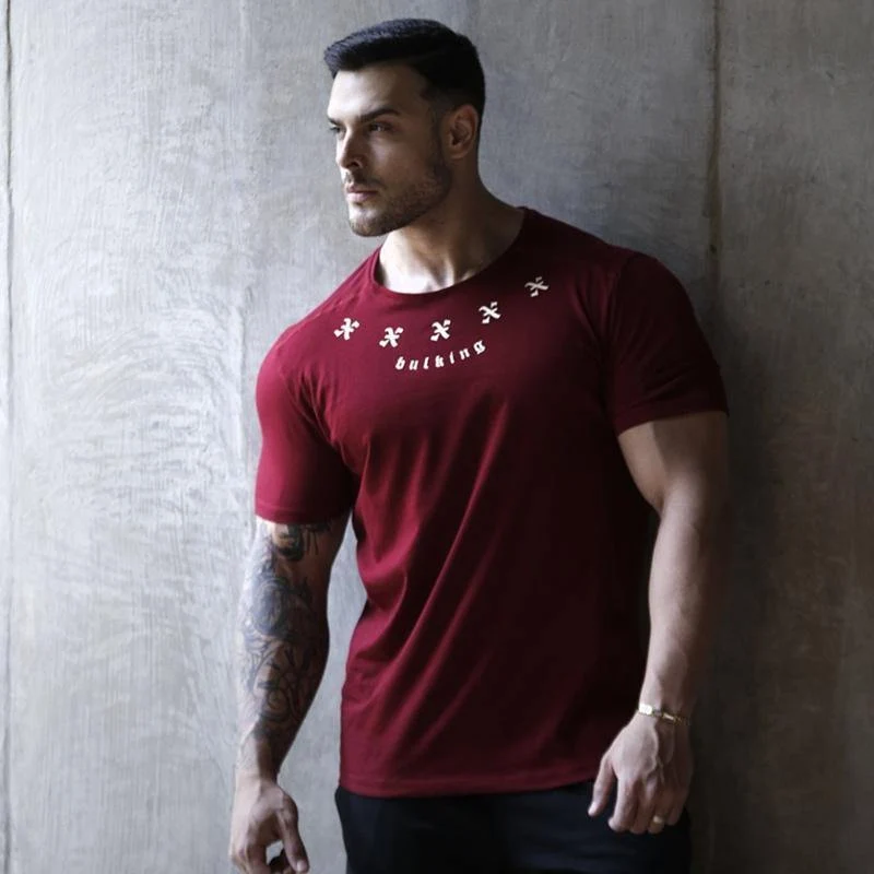 Männer Fitness Bodybuilding T-shirt Kurzarm Baumwolle T Shirt Muscle Mann Lässige Mode Kreativität Druck T Tops Marke Kleidung