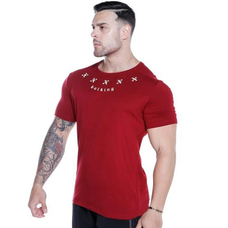 Männer Fitness Bodybuilding T-shirt Kurzarm Baumwolle T Shirt Muscle Mann Lässige Mode Kreativität Druck T Tops Marke Kleidung