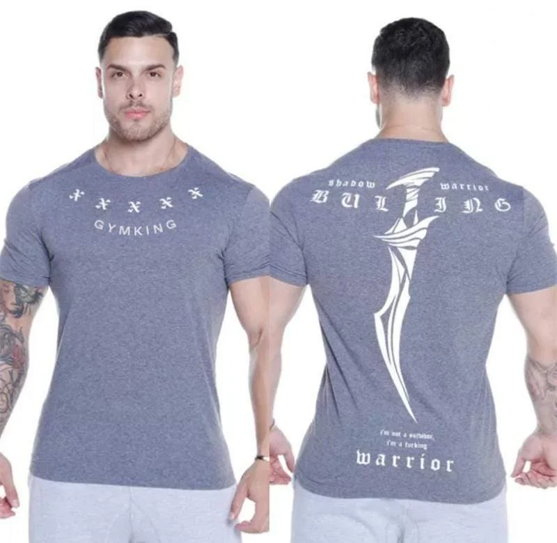 Männer Fitness Bodybuilding T-shirt Kurzarm Baumwolle T Shirt Muscle Mann Lässige Mode Kreativität Druck T Tops Marke Kleidung