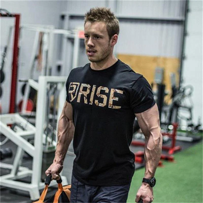 Herren Kurzarm Baumwoll T-Shirt Sommer Beiläufige Dünne Oansatz T-Shirt Mann Jogger Fitness-Studios Fitness Bodybuilding Tees Tops Marke Kleidung