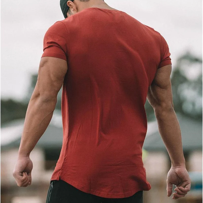 Cotton Casual Kurzarm T-Shirt Herren Turnhallen Fitness Slim T-Shirt Sommer New Fashion Print T-Shirts Männliche Jogger Workout Kleidung