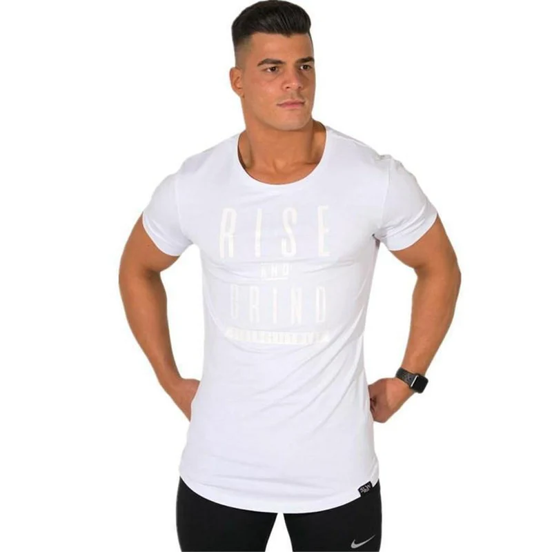 Cotton Casual Kurzarm T-Shirt Herren Turnhallen Fitness Slim T-Shirt Sommer New Fashion Print T-Shirts Männliche Jogger Workout Kleidung