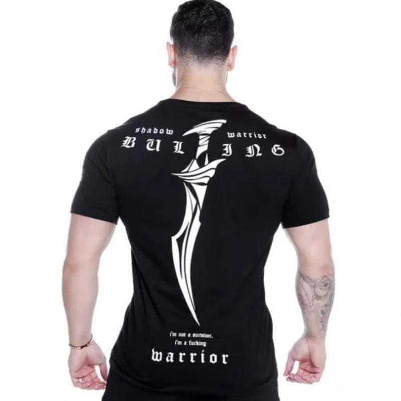 Männer Fitness T-Shirt Kurzarm Baumwolle T-Shirt Muskel Mann Sommer Casual Fashion Kreativität Druck Tee Tops High Street Kleidung