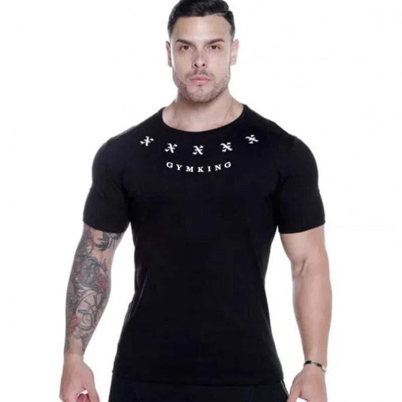 Männer Fitness T-Shirt Kurzarm Baumwolle T-Shirt Muskel Mann Sommer Casual Fashion Kreativität Druck Tee Tops High Street Kleidung