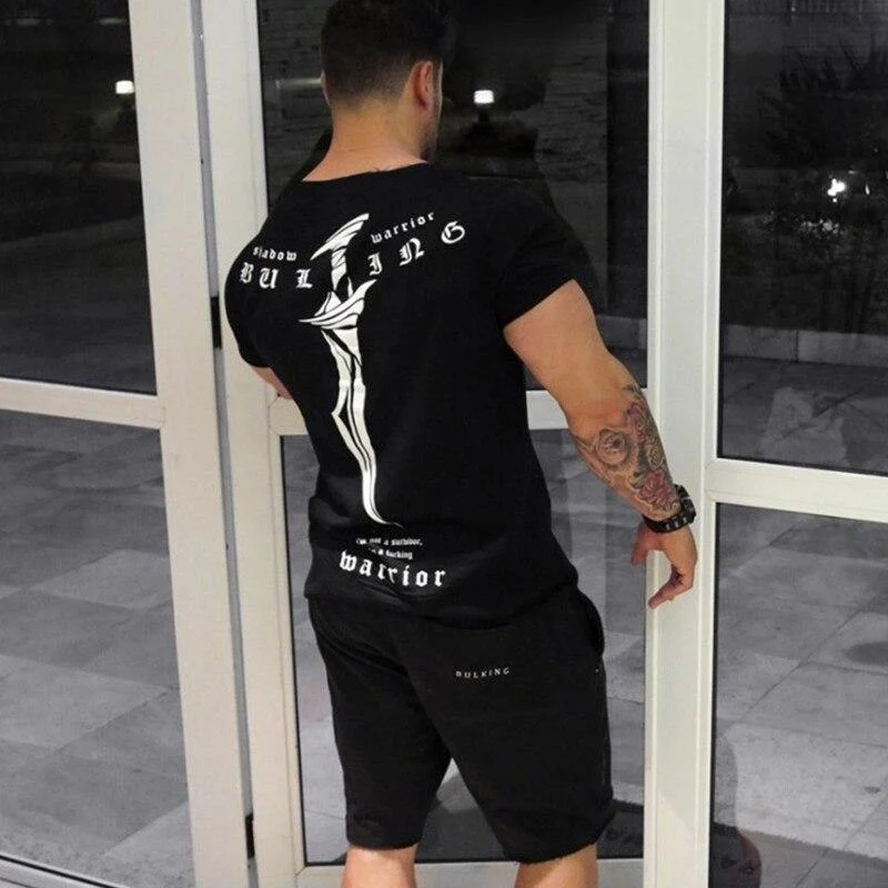 Männer Fitness T-Shirt Kurzarm Baumwolle T-Shirt Muskel Mann Sommer Casual Fashion Kreativität Druck Tee Tops High Street Kleidung