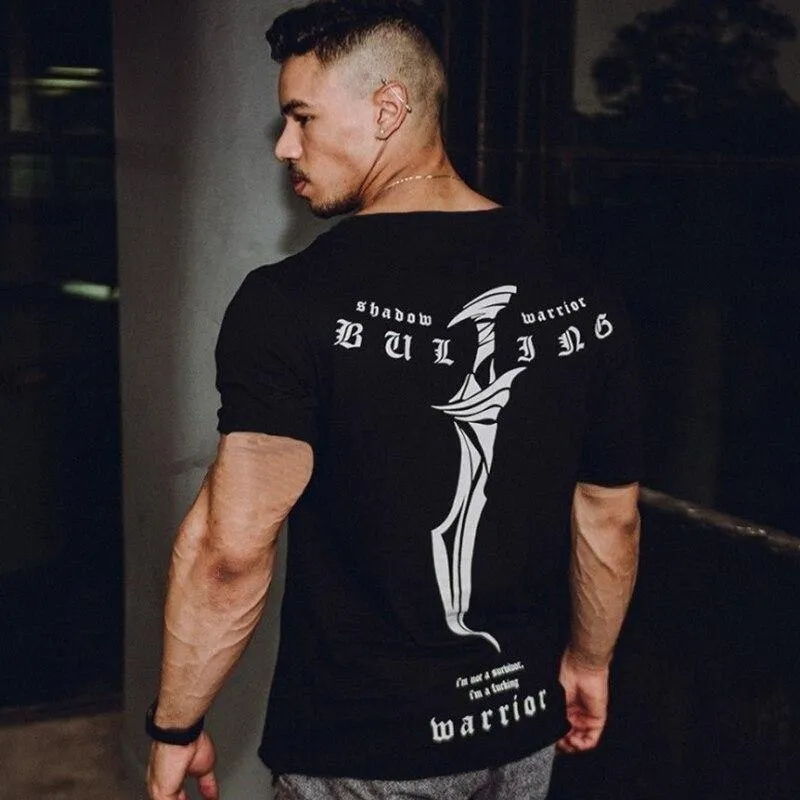 Männer Fitness T-Shirt Kurzarm Baumwolle T-Shirt Muskel Mann Sommer Casual Fashion Kreativität Druck Tee Tops High Street Kleidung