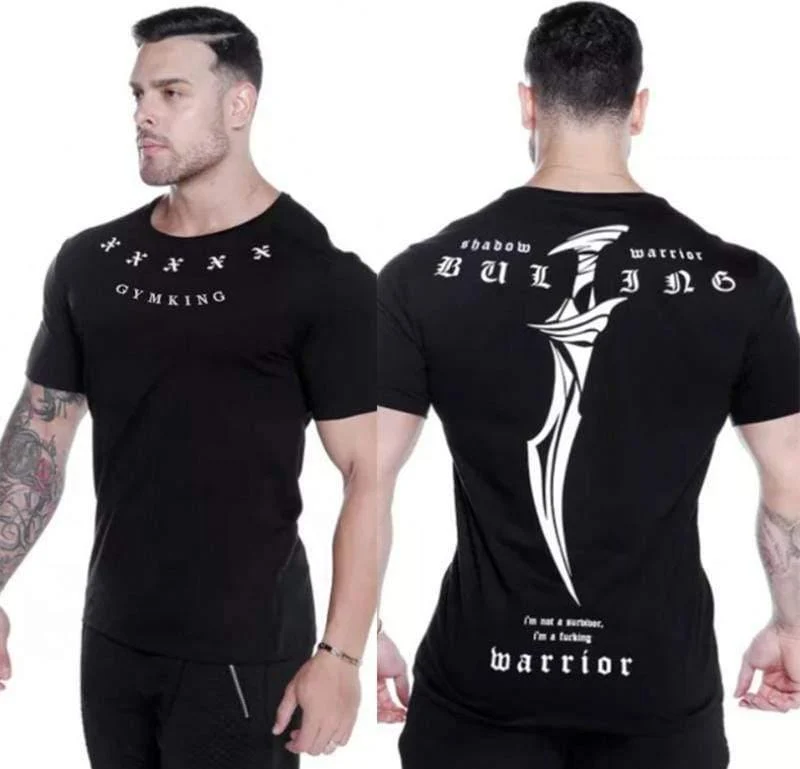 Männer Fitness T-Shirt Kurzarm Baumwolle T-Shirt Muskel Mann Sommer Casual Fashion Kreativität Druck Tee Tops High Street Kleidung
