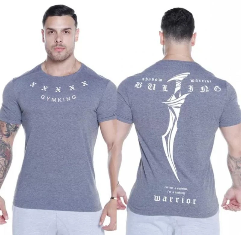 Männer Fitness T-Shirt Kurzarm Baumwolle T-Shirt Muskel Mann Sommer Casual Fashion Kreativität Druck Tee Tops High Street Kleidung