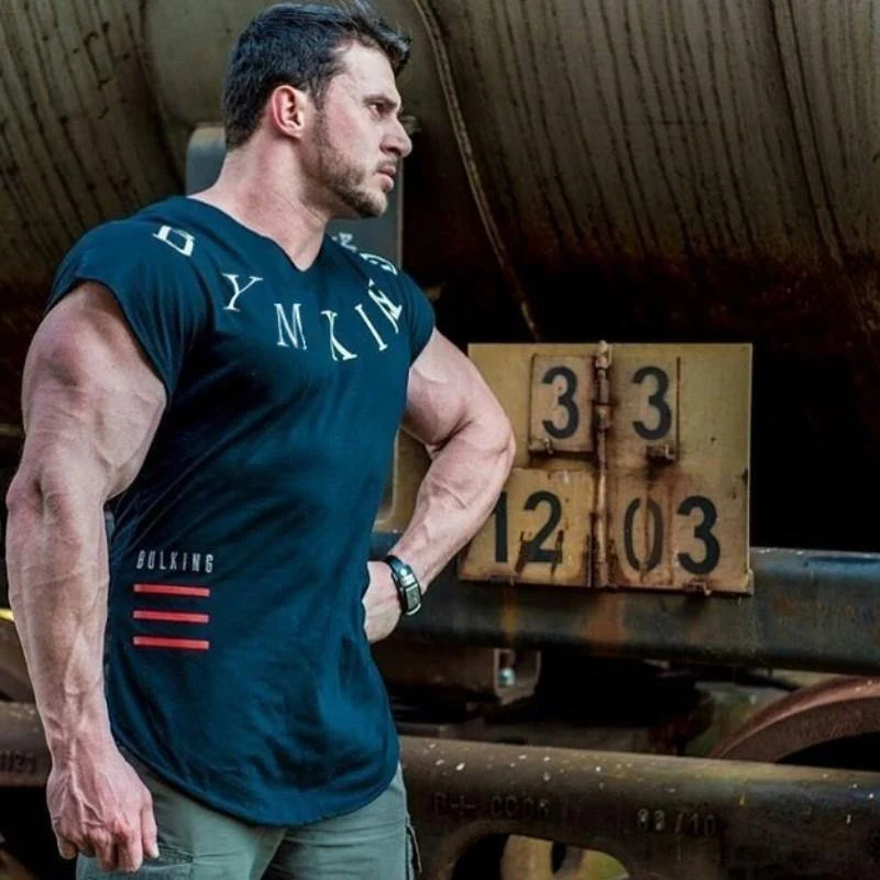 Männer Gym T-Shirt Fitness Bodybuilding Kurzarm Baumwolle T-Shirt Muscle Man Sommer Casual Fashion Print Schlanke T-Shirts Kleidung