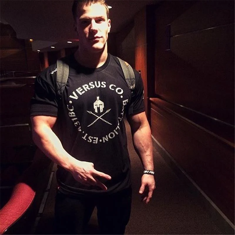 Herren Kurzarm T-Shirt Fitness-Studios Fitness Bodybuilding Baumwolle T-Shirt Sommer Männlich Casual Print Slim Tee Tops Workout Markenkleidung