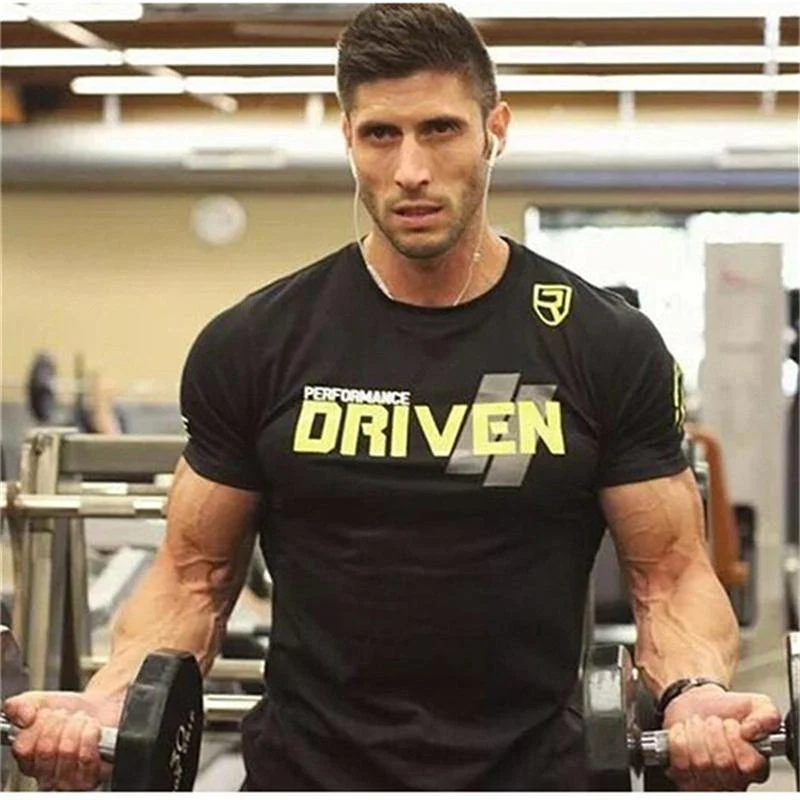 Herren T-Shirt Kurzarm Baumwolle Sommer Casual Fashion Slim Print T-Shirt Mann Jogger Fitness-Studios Fitness Workout T-Shirt Tops Markenkleidung