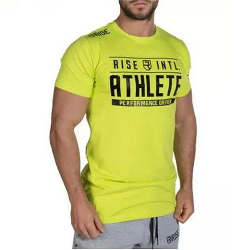 Herren T-Shirt Kurzarm Baumwolle Sommer Casual Fashion Slim Print T-Shirt Mann Jogger Fitness-Studios Fitness Workout T-Shirt Tops Markenkleidung