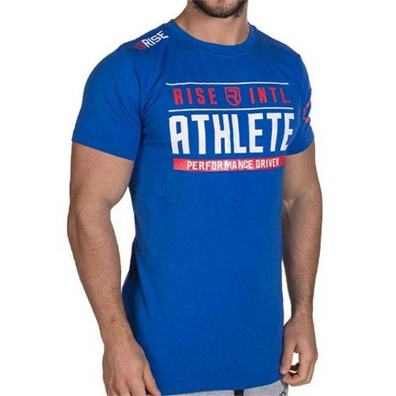 Herren T-Shirt Kurzarm Baumwolle Sommer Casual Fashion Slim Print T-Shirt Mann Jogger Fitness-Studios Fitness Workout T-Shirt Tops Markenkleidung