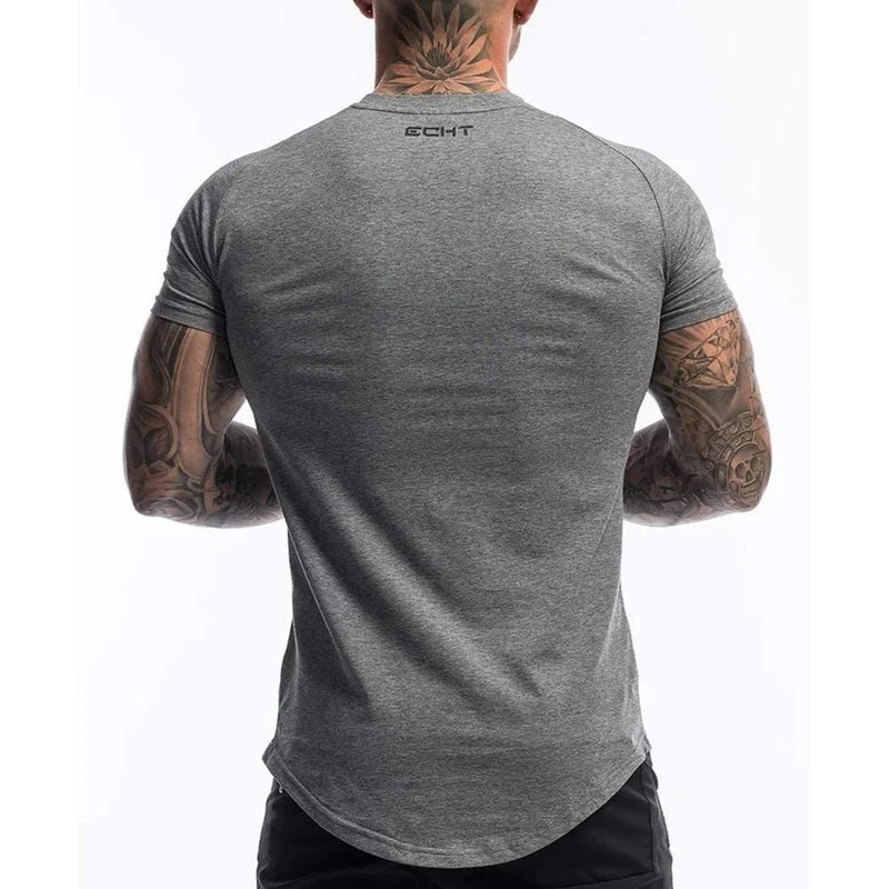 Casual Baumwolle Druck T-shirt Männer Turnhallen Fitness Kurzarm T-shirt Männlichen Bodybuilding Workout Dünne T-shirt Tops Sommer Kleidung